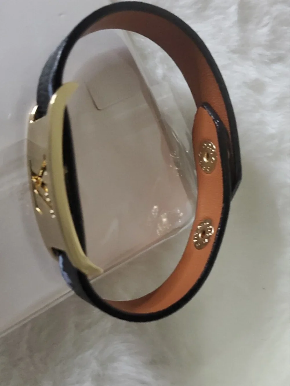 Fashion Jewelry Black and Tan  Bracelet with Gold Plate